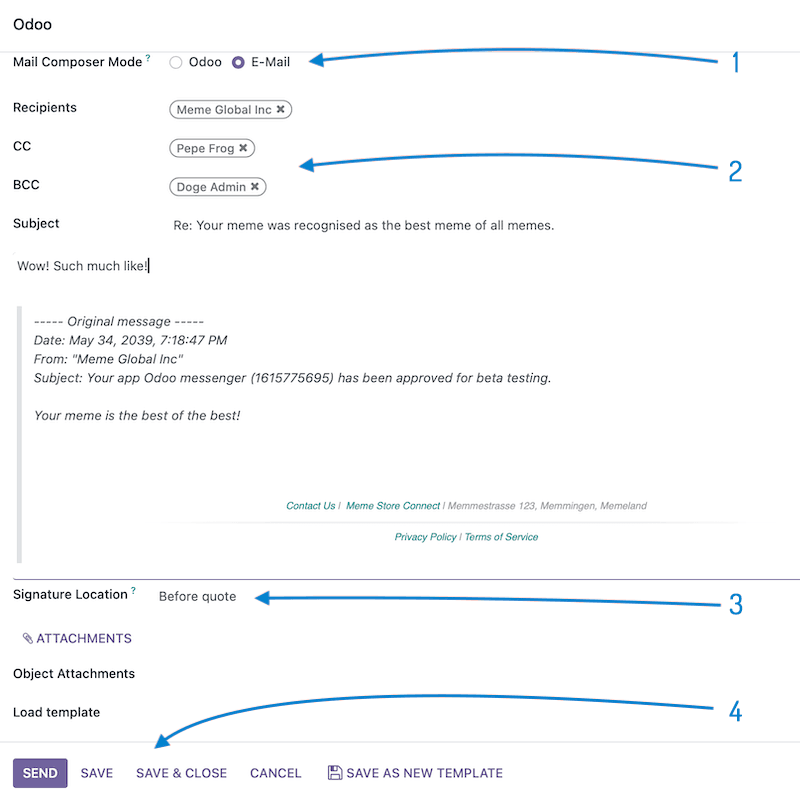 Message composer screenshot for Mail Messages Easy