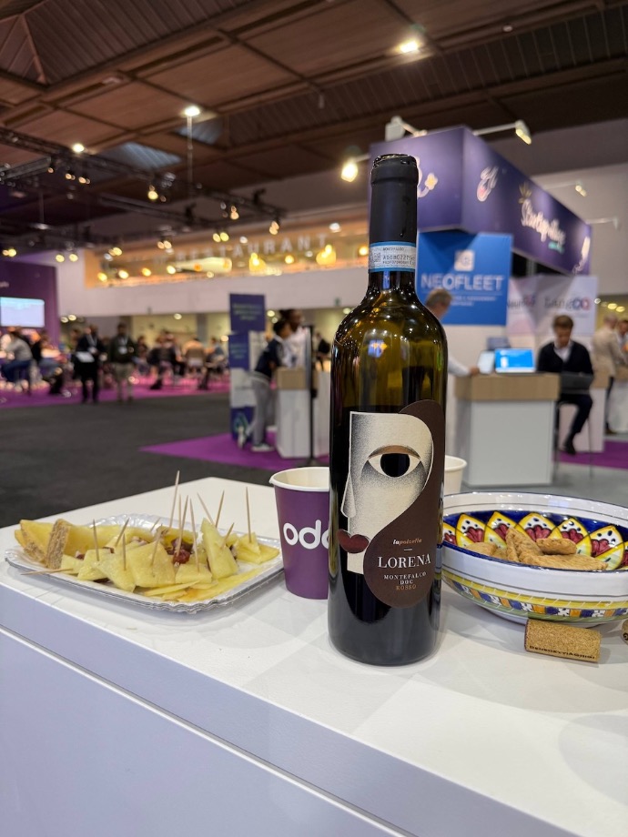 Drinking purple juice at Odoo Experience